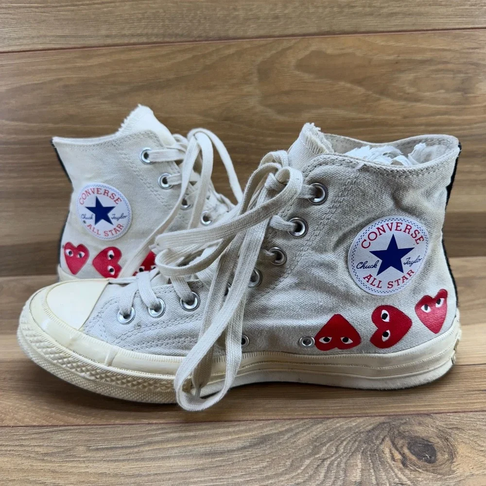 Comme Des Garcons Play Converse Mens 8 White High Top Sneakers